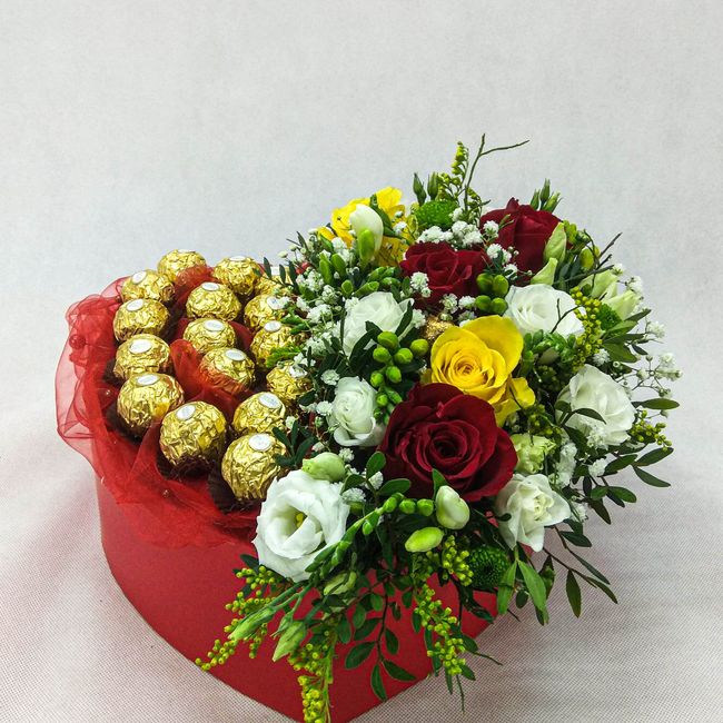 Flower box s růžemi a Ferrero Rocher