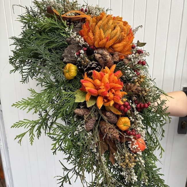 Dušičkový výpich s oranžovými květy • 70 cm