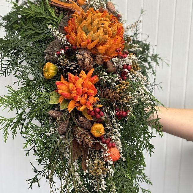 Dušičkový výpich s oranžovými květy • 70 cm